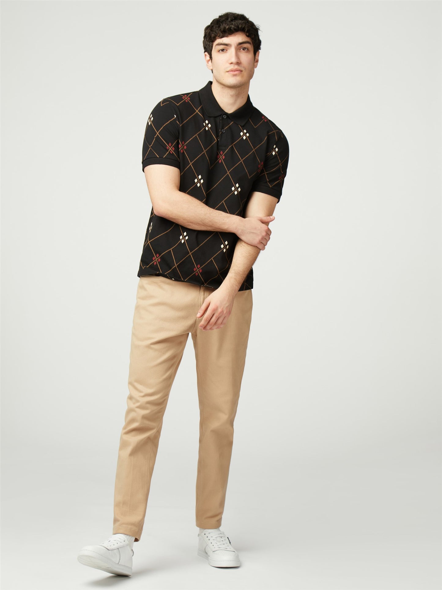 Ben Sherman - Argyle Printed Polo - Black