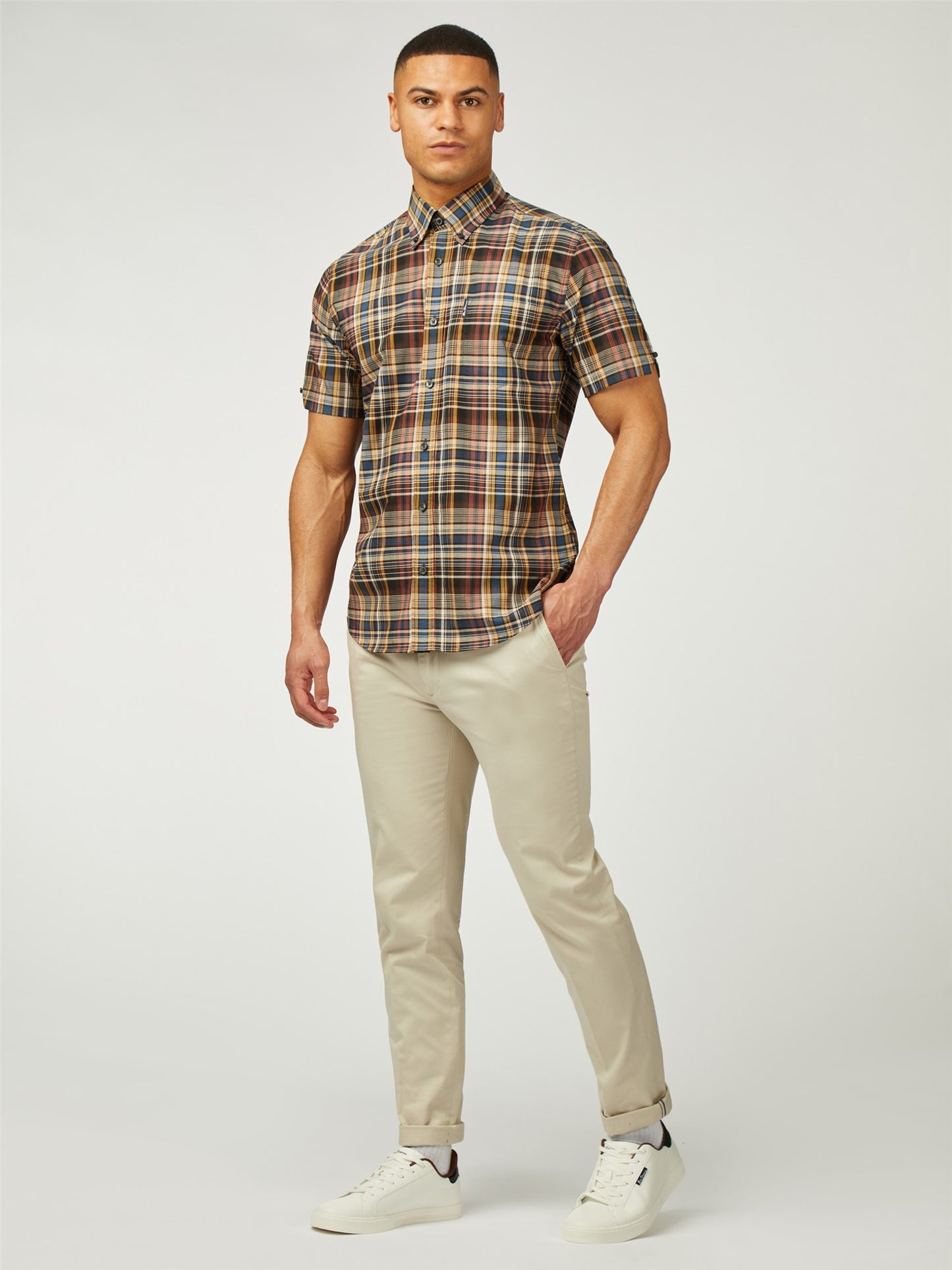 Ben Sherman - Short Sleeve Gradient Check Shirt - Sea