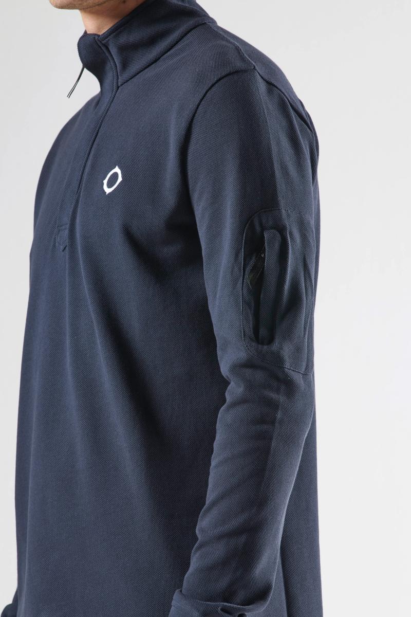 MA.STRUM - LS Funnel Neck Polo - Ink Navy