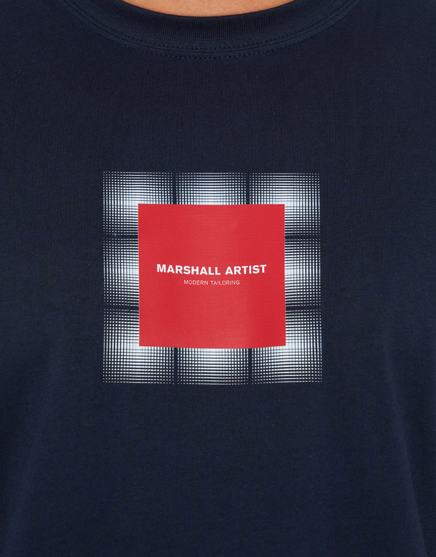 Marshall Artist - Shadow Check T-shirt - Navy