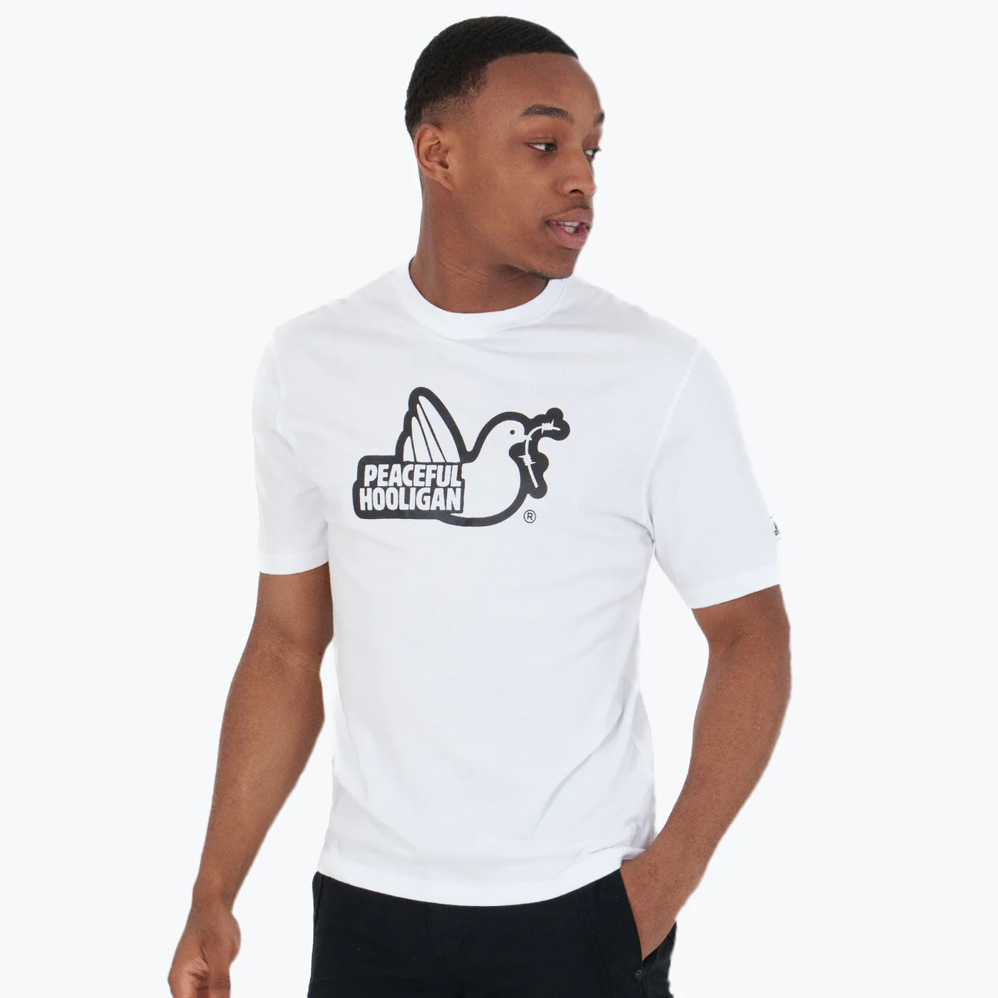 Peaceful Hooligan - Outline Tee - White