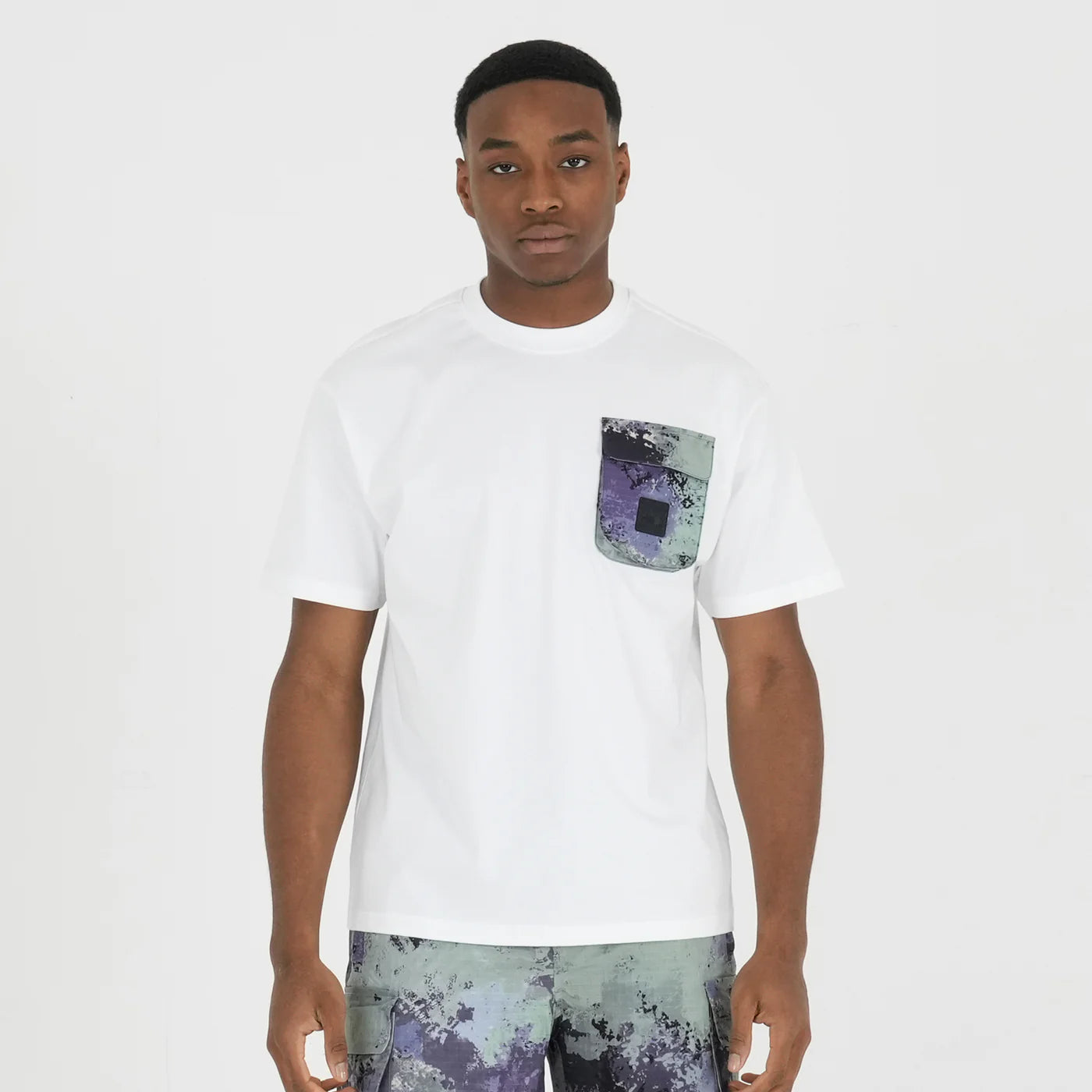 Peaceful Hooligan - Bomber Tee - White and Atlantic Camo