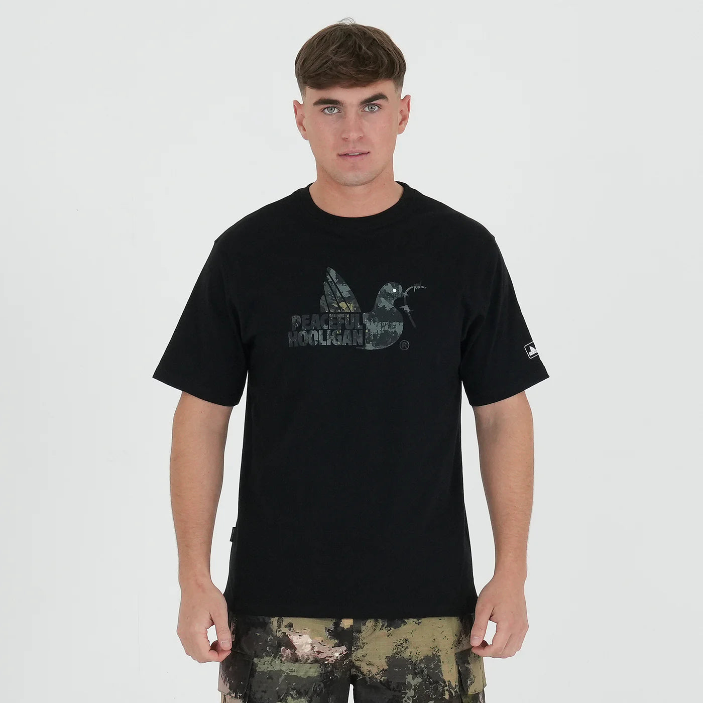 Peaceful Hooligan - Camo Dove Tee - Black