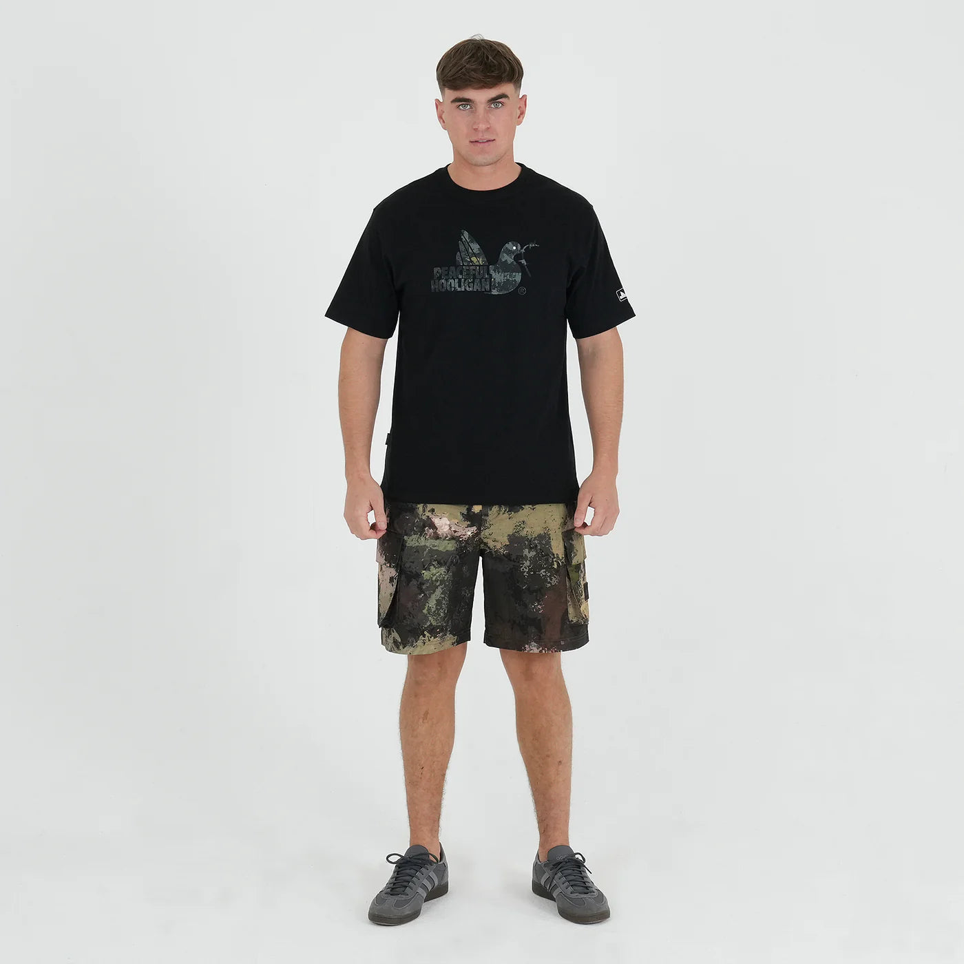 Peaceful Hooligan - Camo Dove Tee - Black