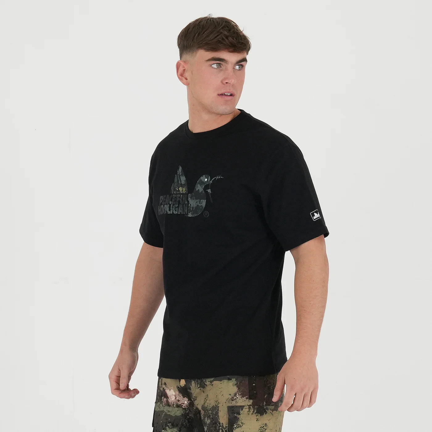 Peaceful Hooligan - Camo Dove Tee - Black