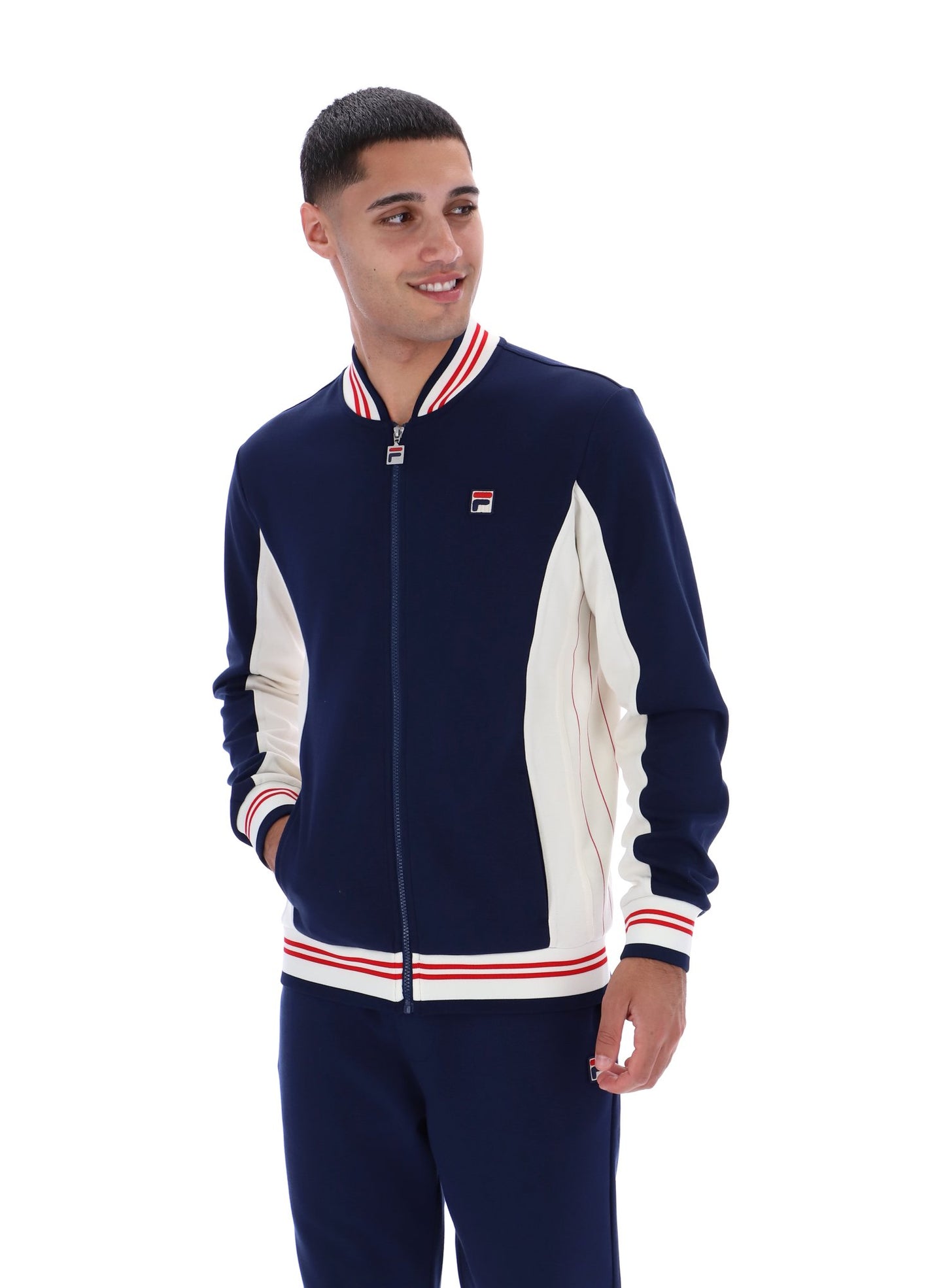 Fila - Settanta Baseball Track Jacket - Navy/Gardenia/Red