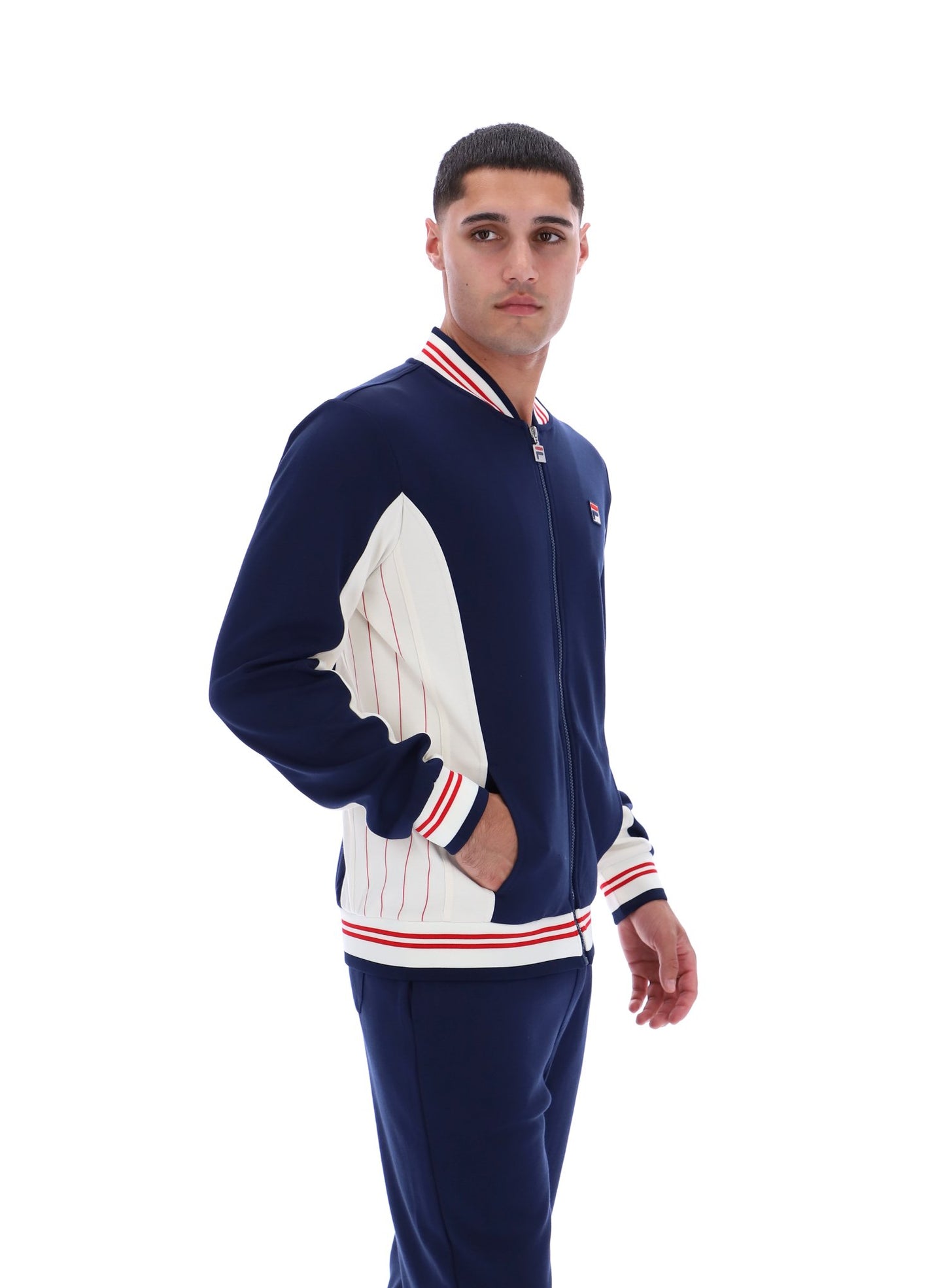 Fila - Settanta Baseball Track Jacket - Navy/Gardenia/Red