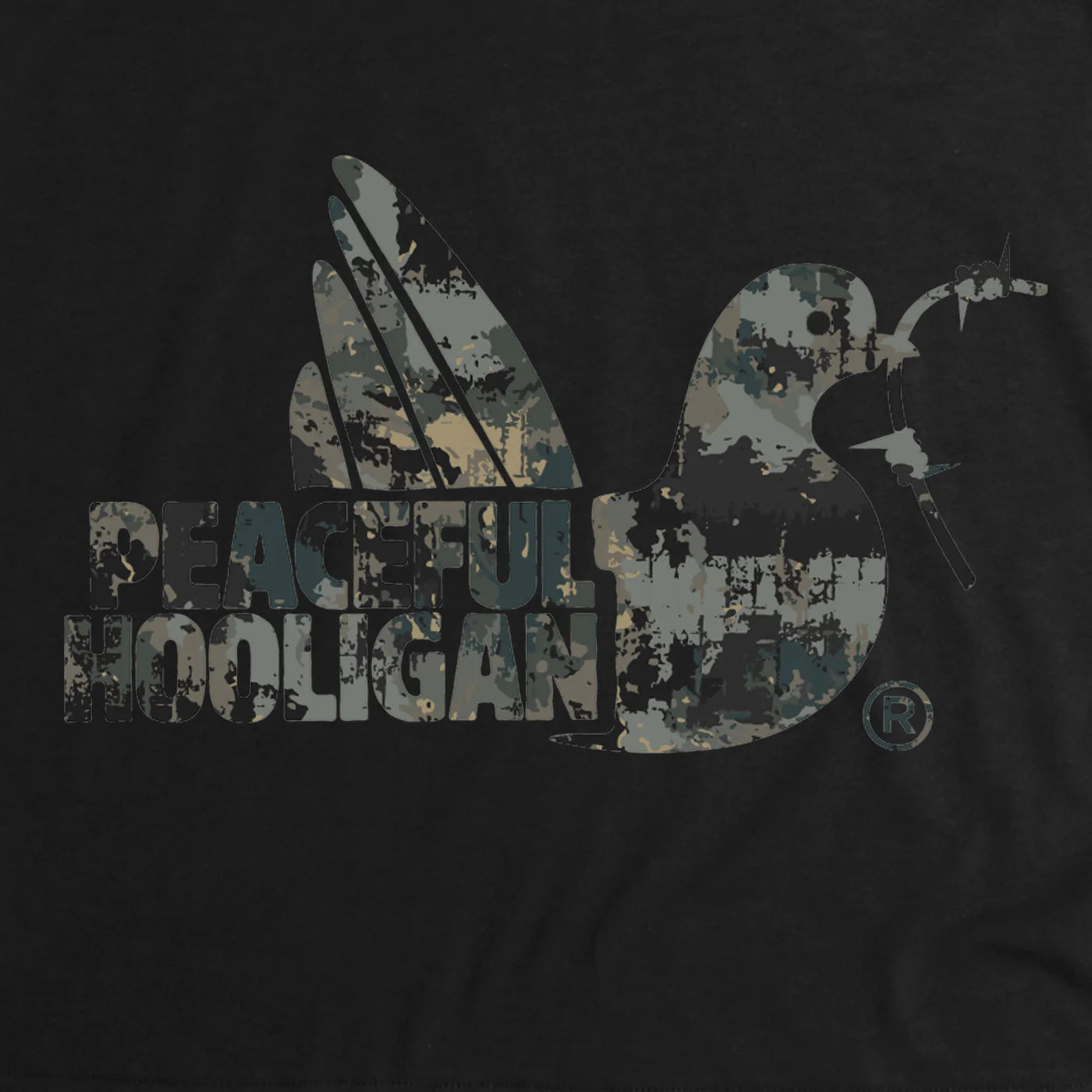 Peaceful Hooligan - Camo Dove Tee - Black
