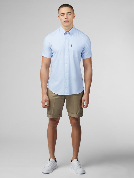 Ben Sherman - Organic Cotton Short Sleeve Oxford Shirt - Sky