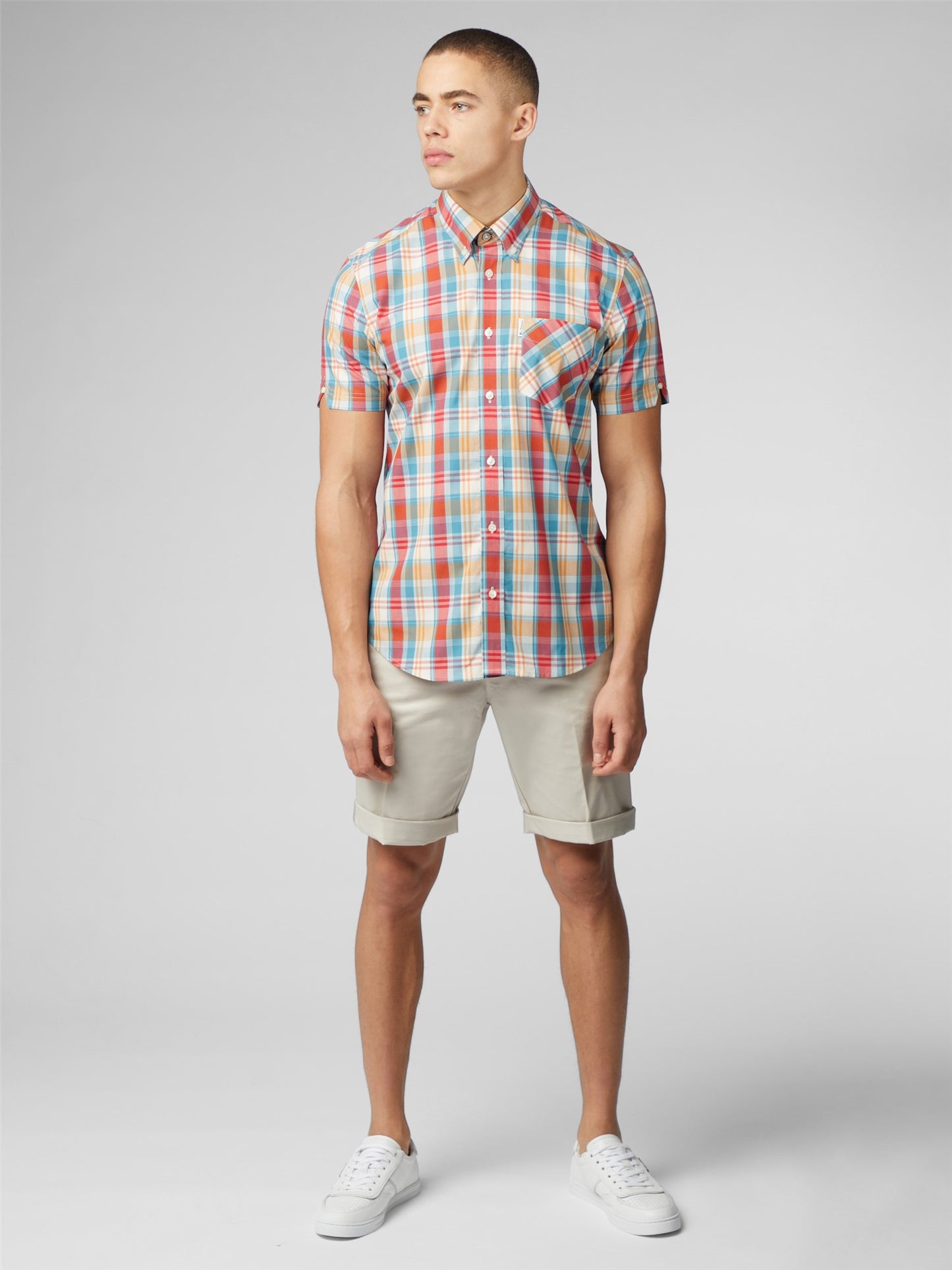 Ben Sherman - Gingham Overcheck Shirt - Kingfisher