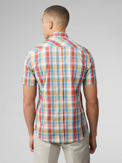 Ben Sherman - Gingham Overcheck Shirt - Kingfisher