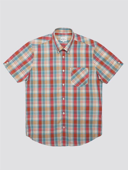 Ben Sherman - Gingham Overcheck Shirt - Kingfisher