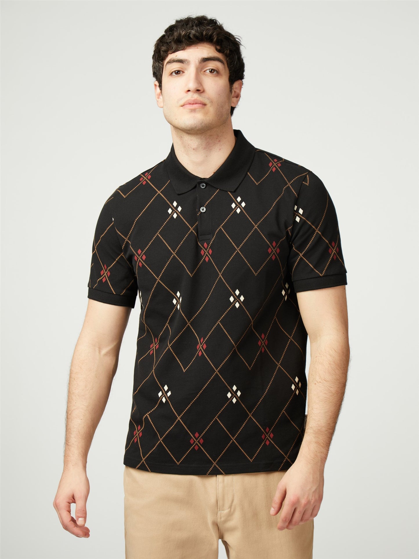 Ben Sherman - Argyle Printed Polo - Black