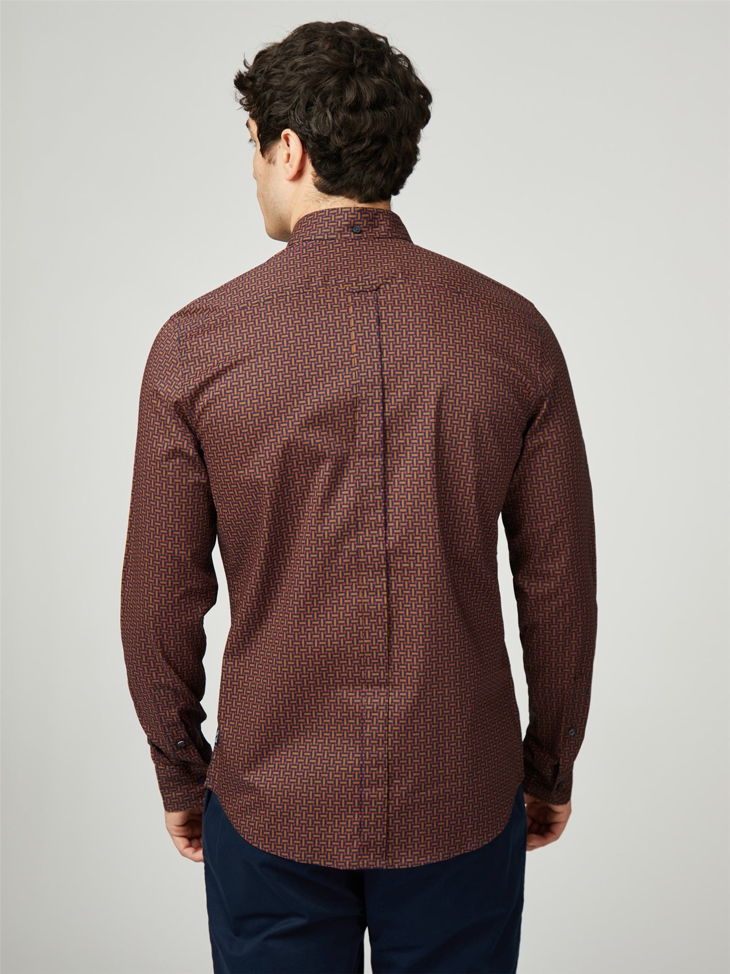 Ben Sherman - Long Sleeve Split Spot Shirt - Brown