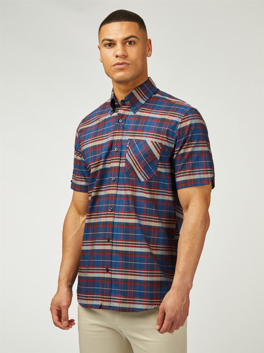 Ben Sherman - Short Sleeve Classic Check Shirt - Royal Blue