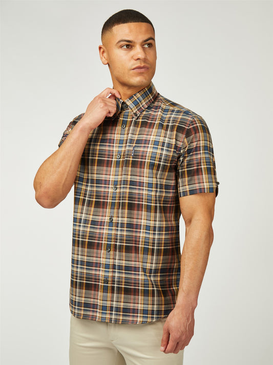 Ben Sherman - Short Sleeve Gradient Check Shirt - Sea