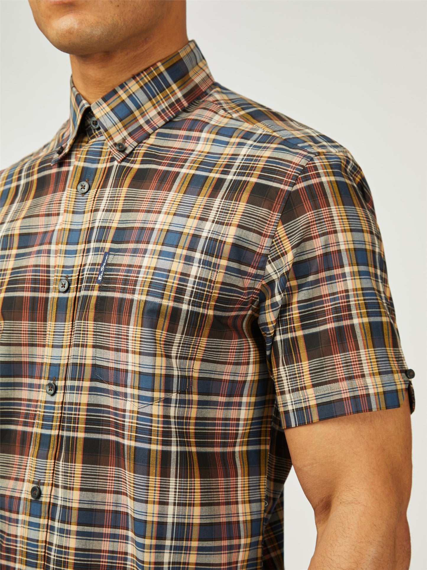 Ben Sherman - Short Sleeve Gradient Check Shirt - Sea
