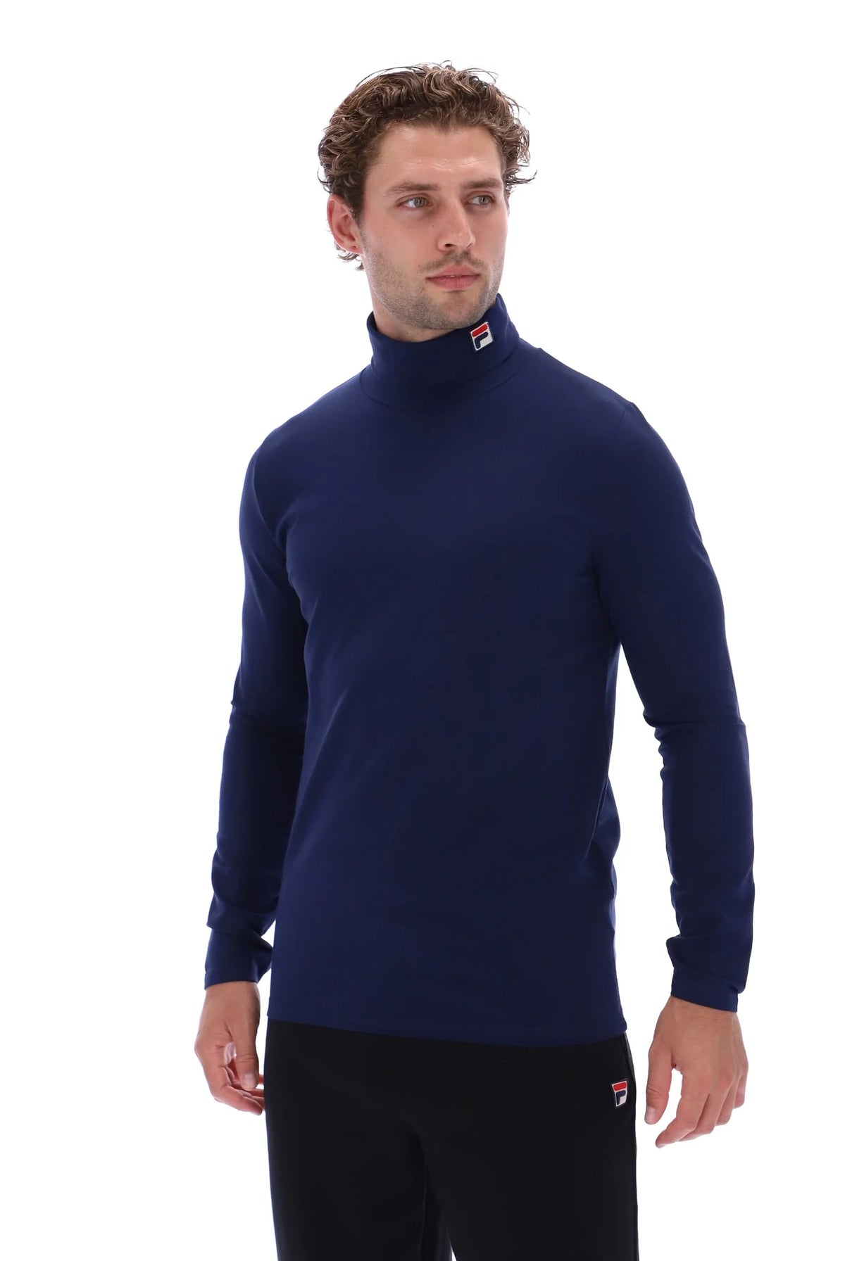 FILA 19th Classic Navy Mens Roll Neck T-Shirt Model