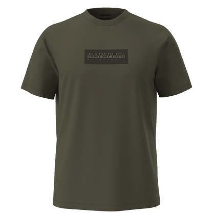 Napapijri Box Logo Green Olive Night Mens T-Shirt Front