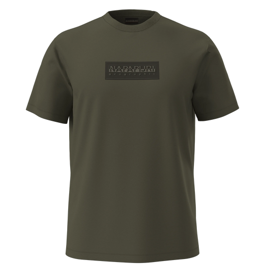 Napapijri Box Logo Green Olive Night Mens T-Shirt Front