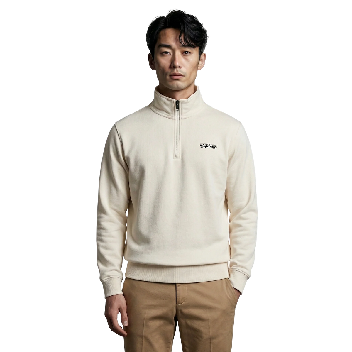 Napapijri Small Box 1/4 Zip Sweatshirt Beige Dimity