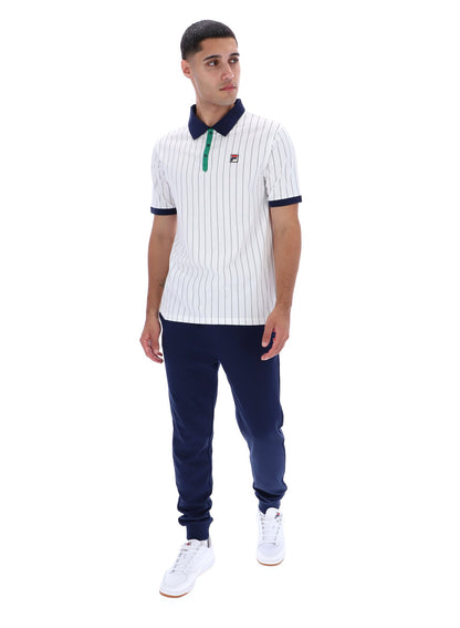 Fila - BB1 Classic Vintage Striped Polo - White / Green / Navy