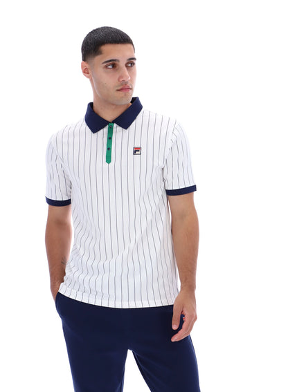 Fila - BB1 Classic Vintage Striped Polo - White / Green / Navy