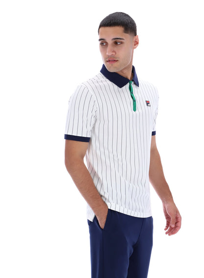 Fila - BB1 Classic Vintage Striped Polo - White / Green / Navy
