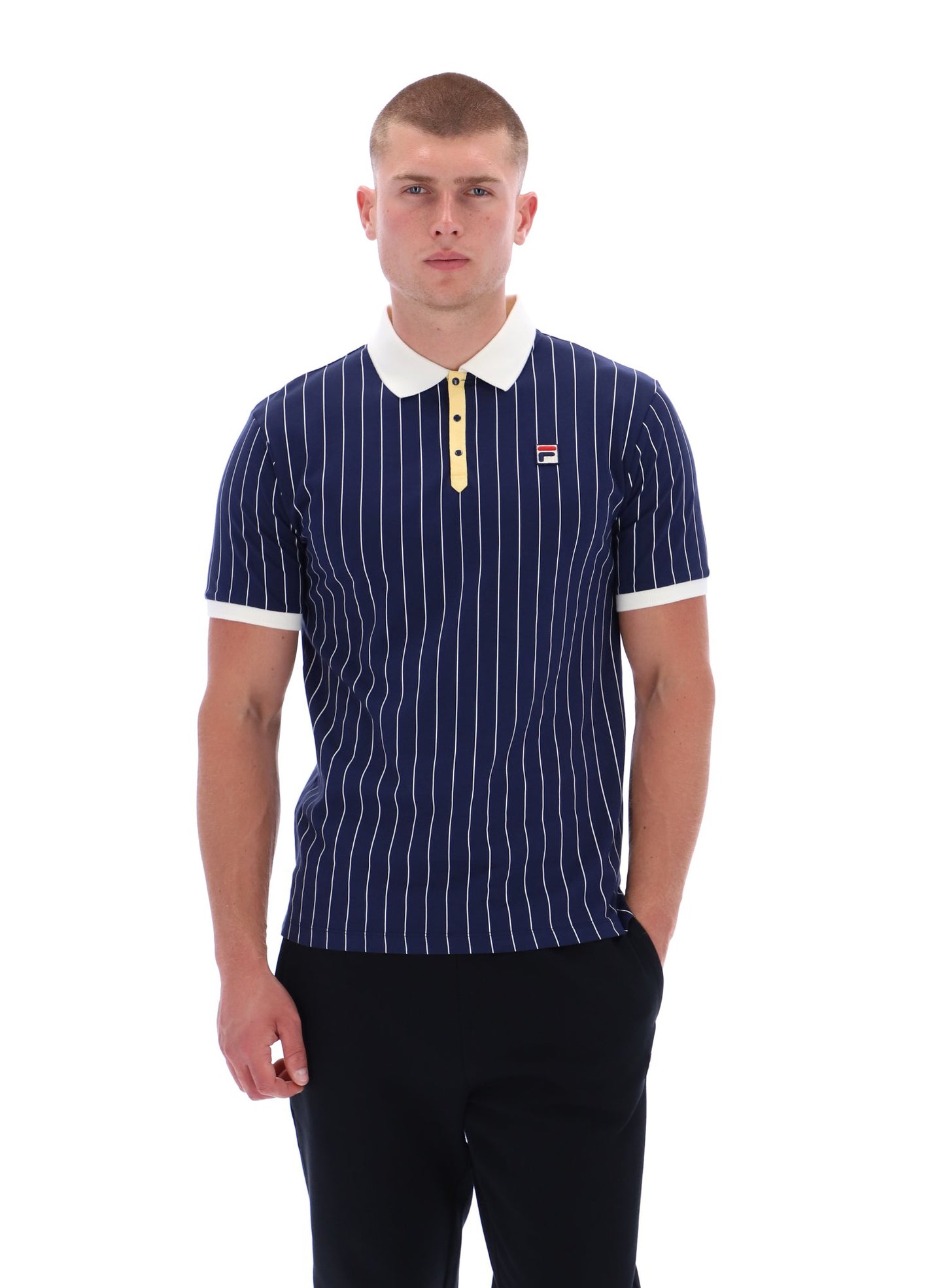 Fila - BB1 Classic Vintage Striped Polo - Navy / Raffia / Gardenia