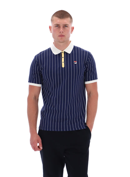 Fila - BB1 Classic Vintage Striped Polo - Navy / Raffia / Gardenia