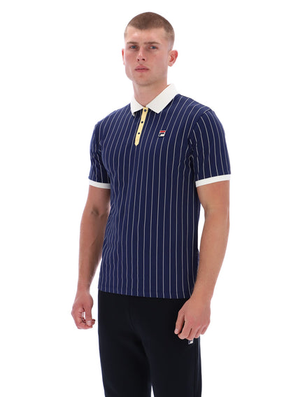 Fila - BB1 Classic Vintage Striped Polo - Navy / Raffia / Gardenia