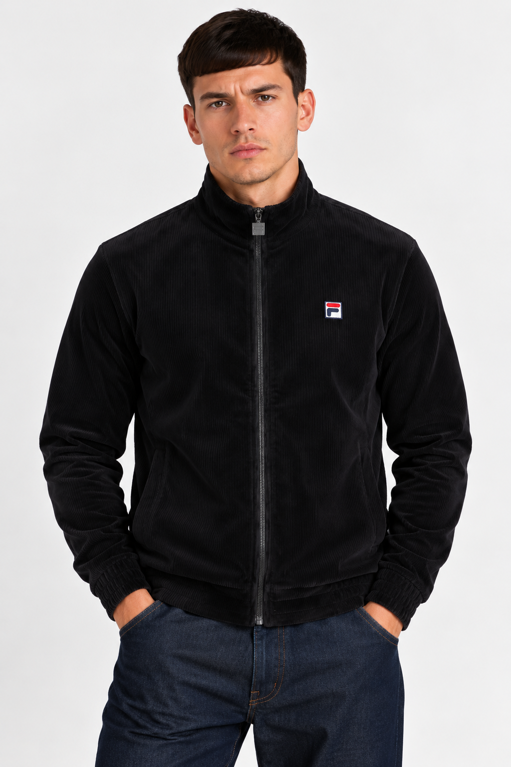 FILA Walter Black Mens Corduroy Track Jacket Model