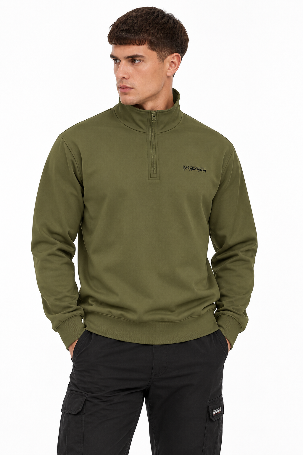 Napapijri Small Box 1/4 Zip Sweatshirt Green Avocado