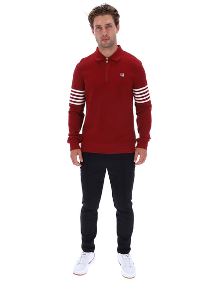 FILA Luis Sun Dried Tomato Polo Quarter Zip Collar Detail