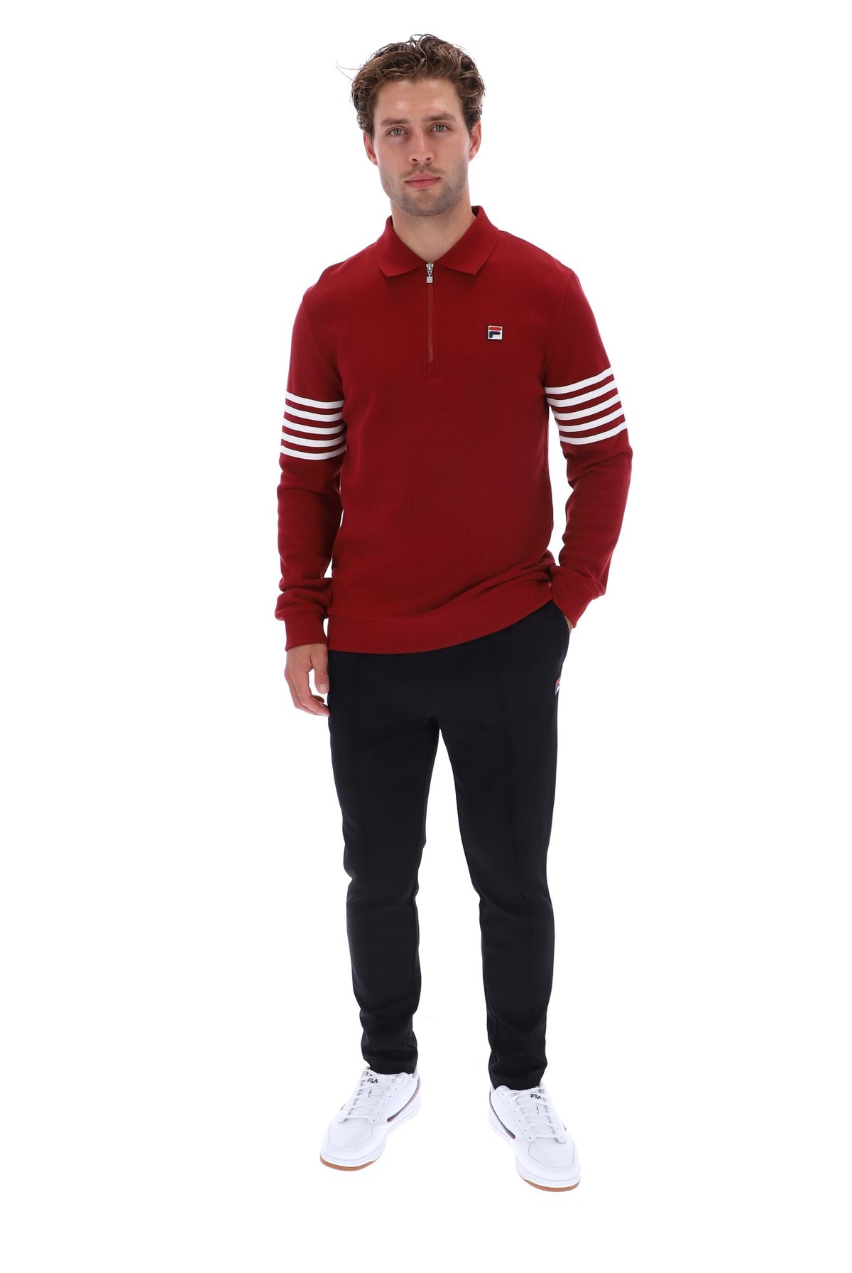 FILA Luis 1/4 Zip Long Sleeve Polo Sun Dried Tomato