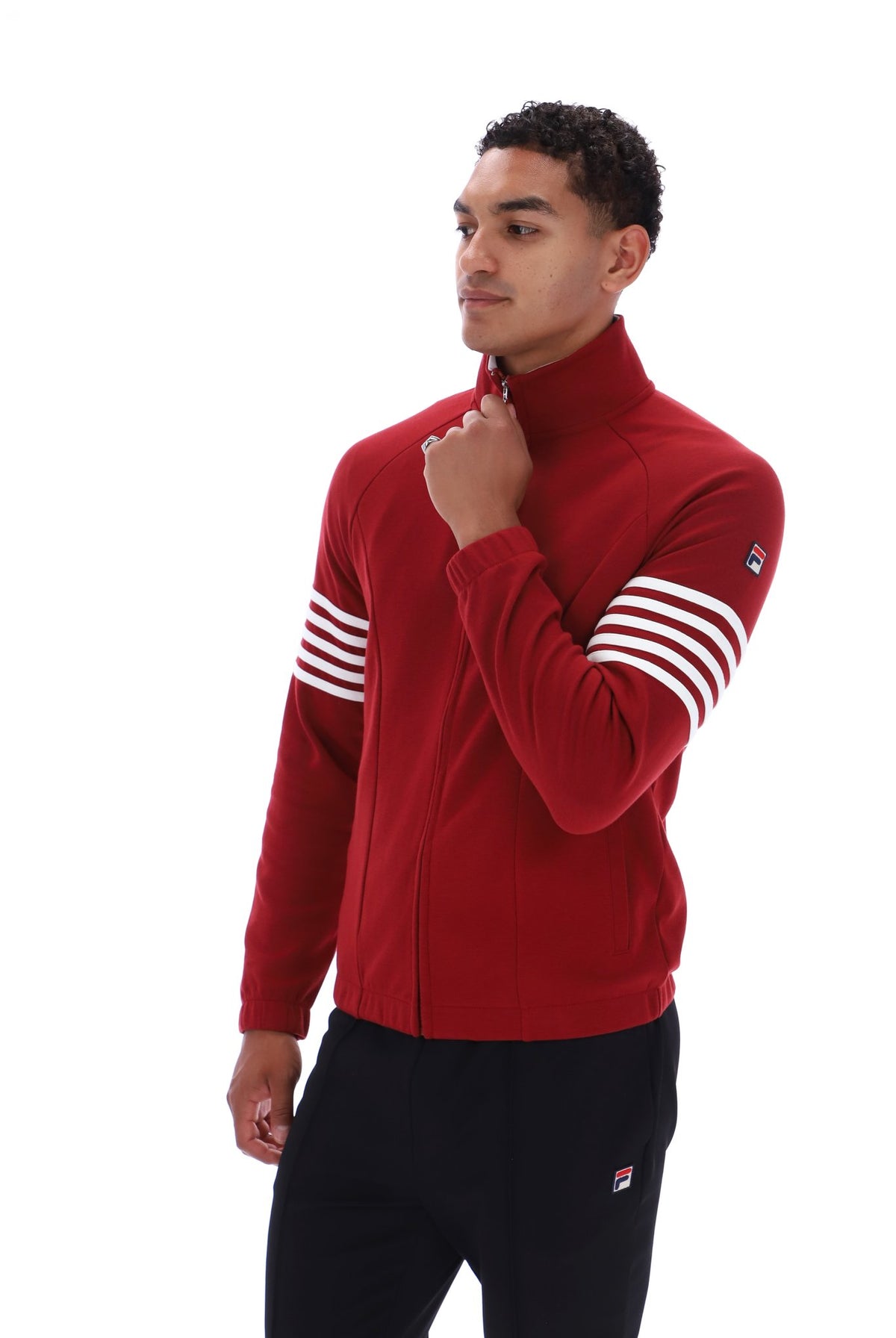 FILA Patrice Track Jacket White Contrast Sleeve Stripes