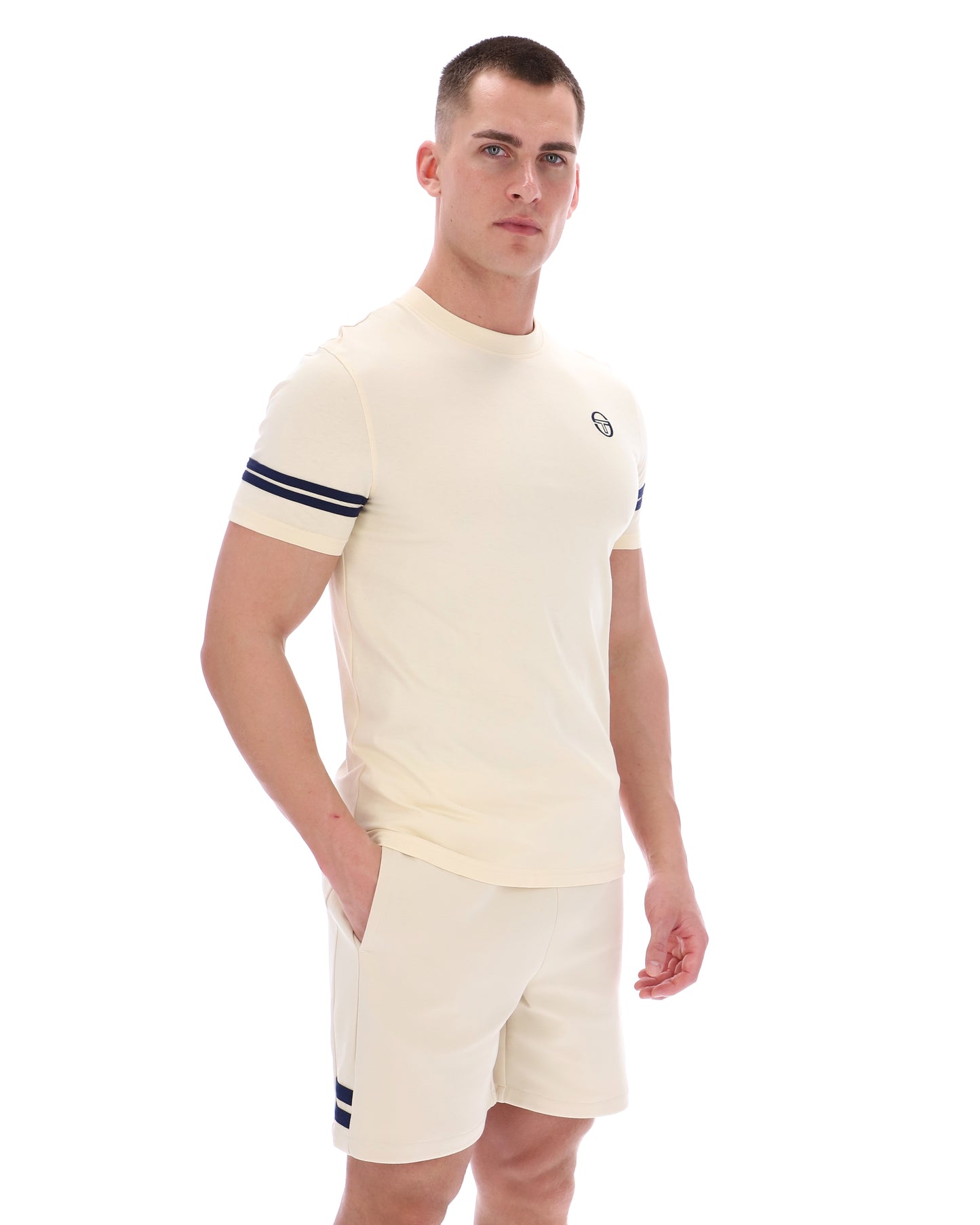 Sergio Tacchini | Grello Crew Neck T-shirt - Sandshell/Maritime Blue
