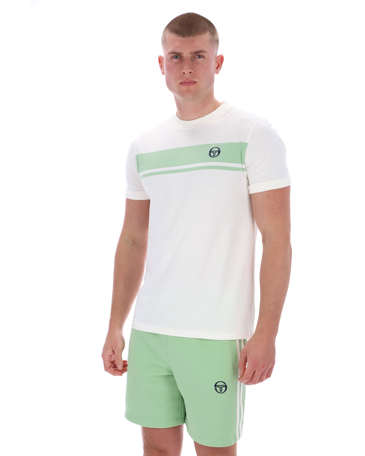 Sergio Tacchini | Master Crew Neck T-Shirt - Gardenia/Quiet Green