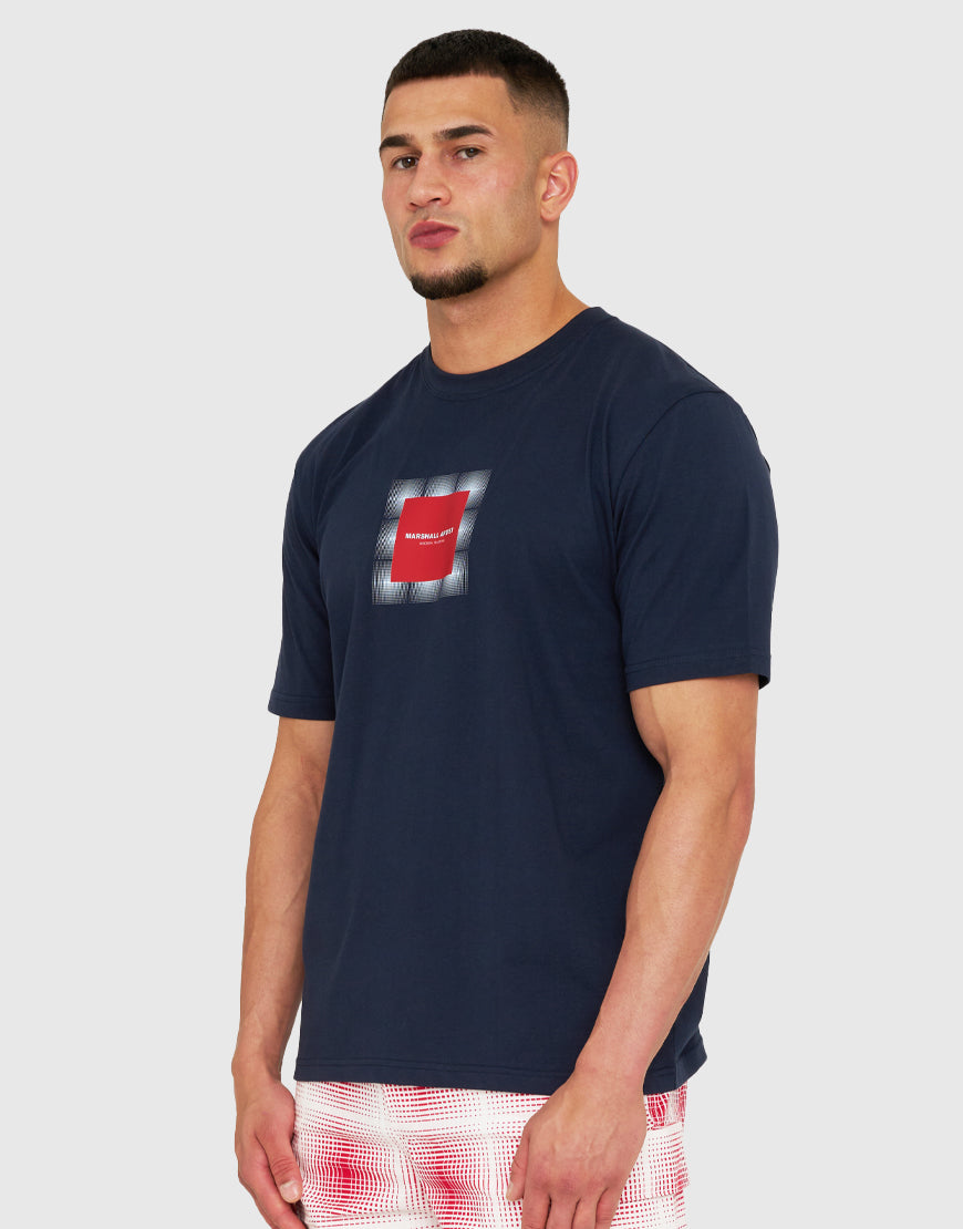 Marshall Artist - Shadow Check T-shirt - Navy