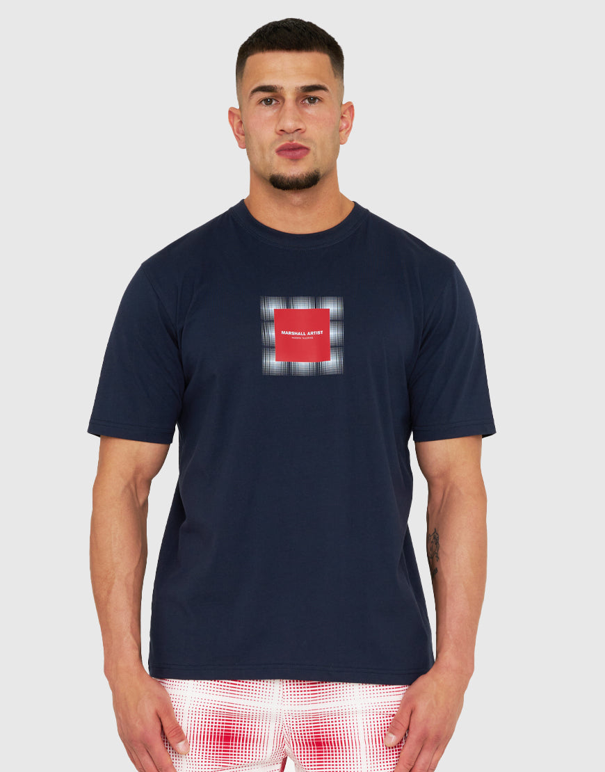 Marshall Artist - Shadow Check T-shirt - Navy