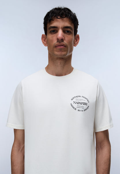 Napapijri Swhol White FVA Mens Graphic T-Shirt Front View