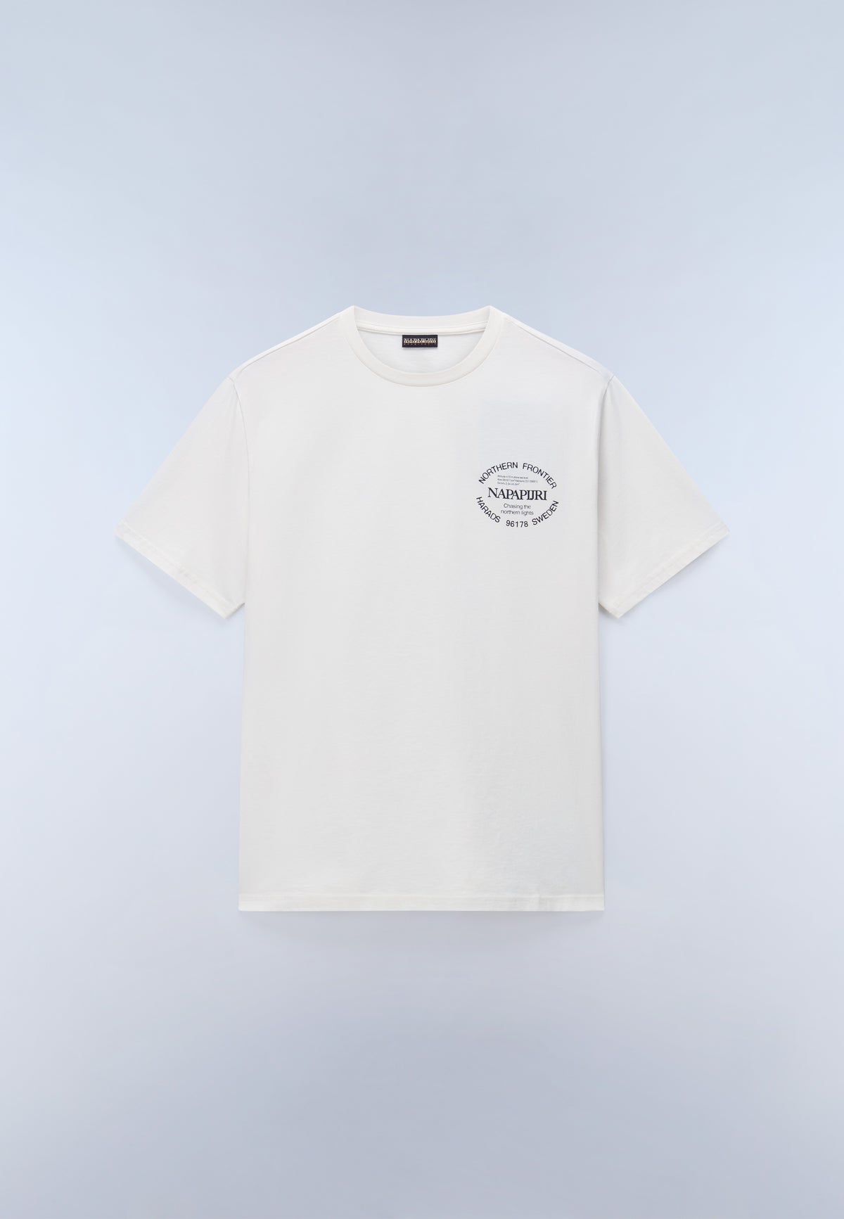 Napapijri Swhol White FVA Mens Graphic T-Shirt Front View no model