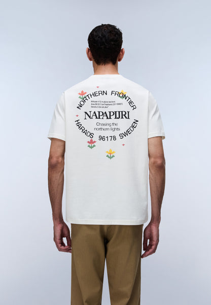 Napapijri Swhol White FVA Mens Graphic T-Shirt Back View