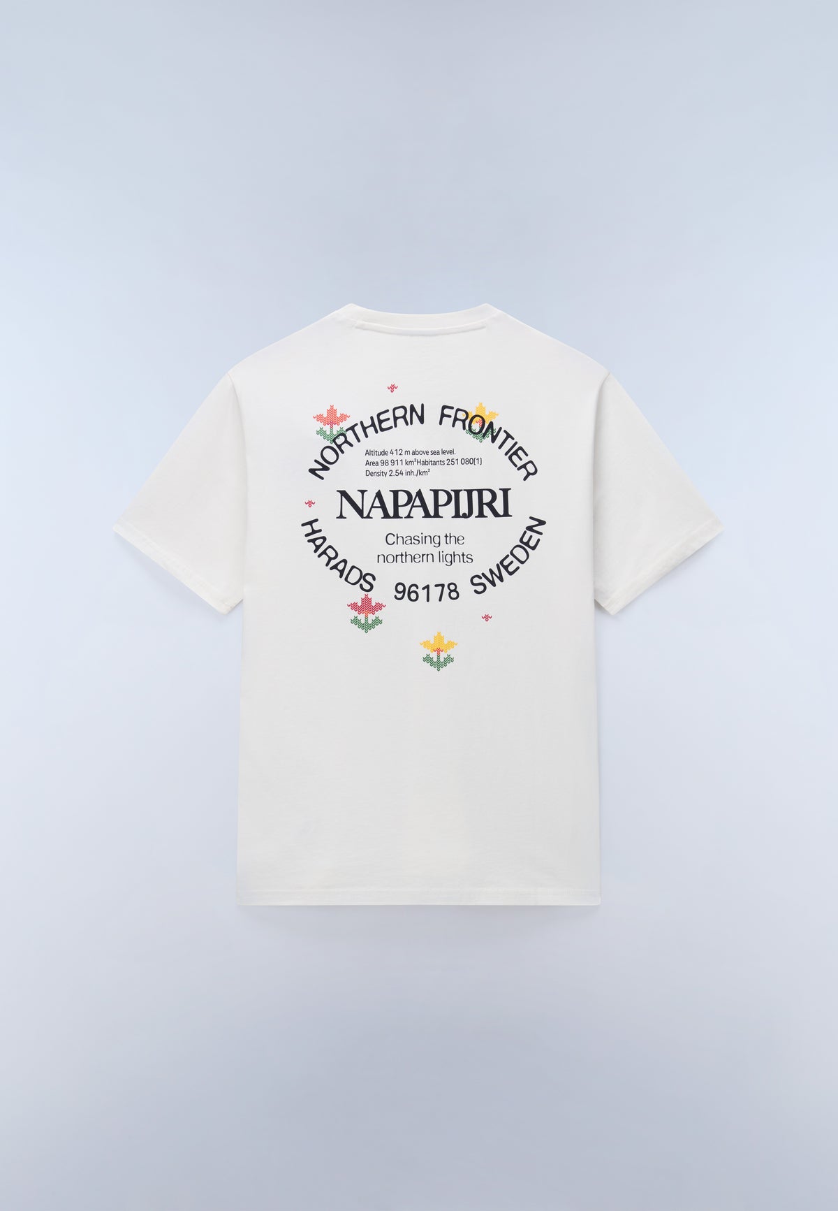 Napapijri Swhol White FVA Mens Graphic T-Shirt Back View no model