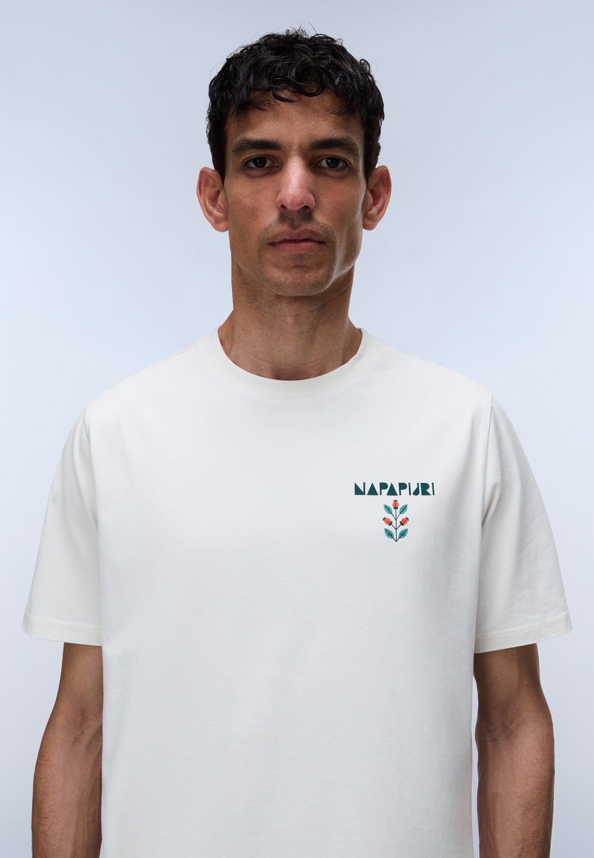 Napapijri Swhol White Whisper Mens Graphic T-Shirt Front View