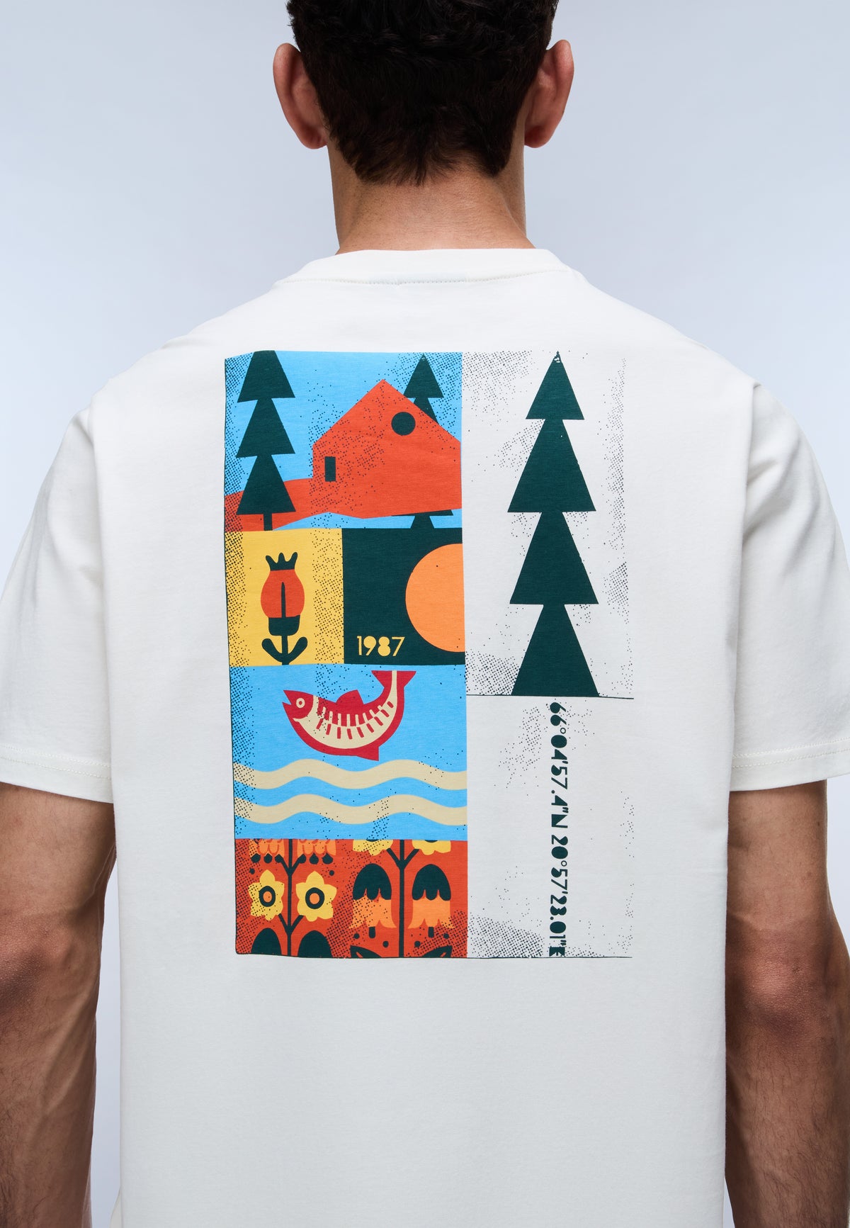 Napapijri Swhol White Whisper Mens Graphic T-Shirt Back View