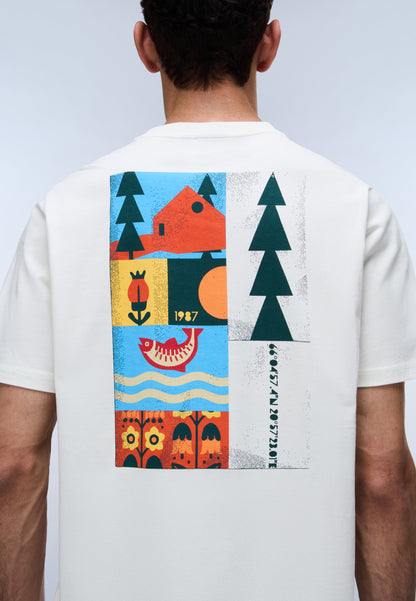 Napapijri Swhol White Whisper Mens Graphic T-Shirt Back View