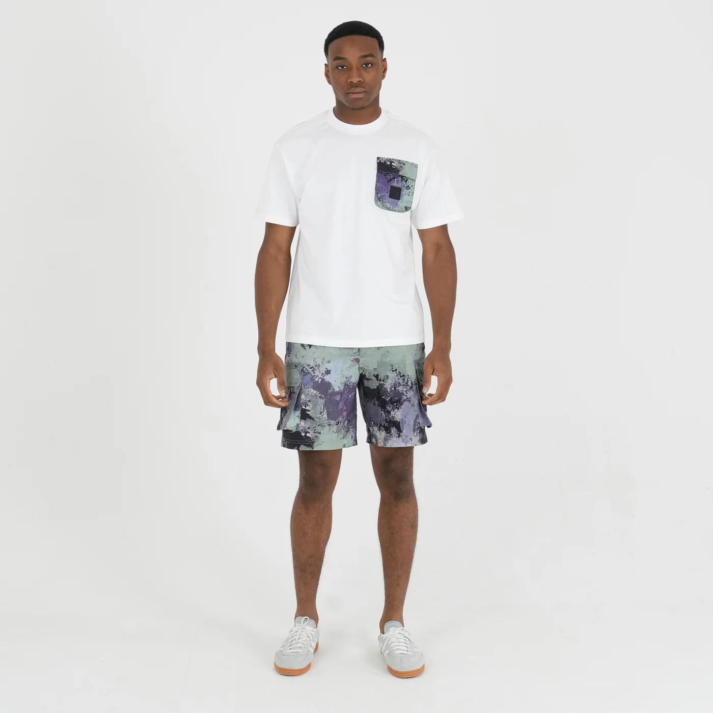 Peaceful Hooligan - Bomber Tee - White and Atlantic Camo