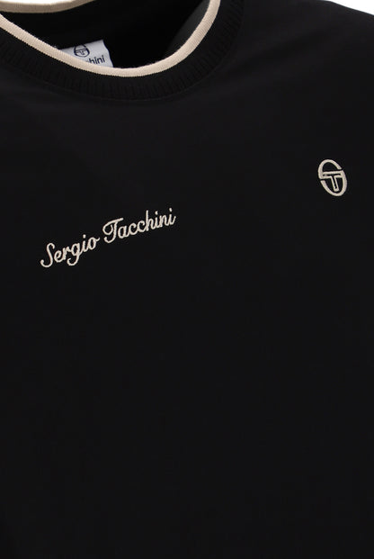 Sergio Tacchini Conte Black T-Shirt Contrast Collar Detail