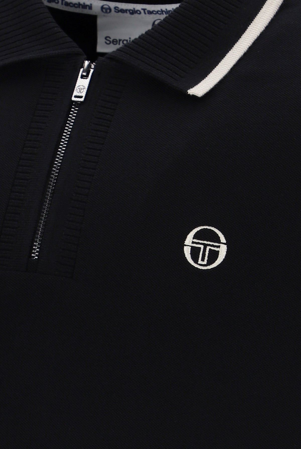 Sergio Tacchini Davide Black Mens Quarter Zip Polo